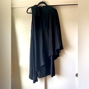 Teri John Crepe Tie Neck One Shoulder Dress